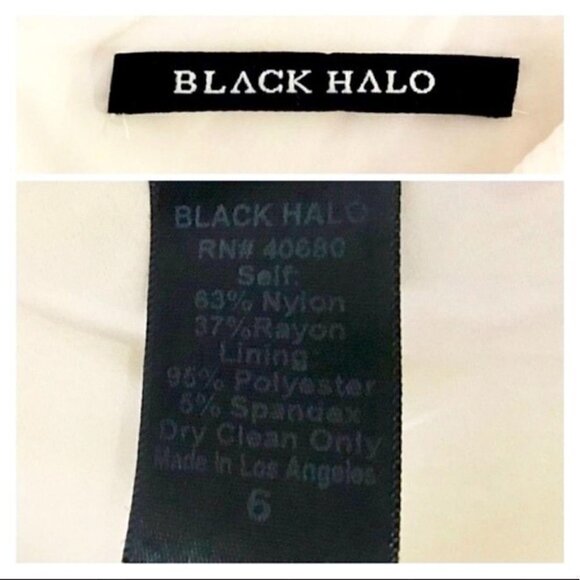 Black Halo crinkle crepe draped neck dress Size 6 - Picture 5 of 8